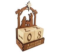 Huayeex Calendrier de l'Avent de Noël - 25 Jours Compte à Rebours en Bois de la Nativité,Décoration de Table pour Étagre de Salon Célébration Hivernale