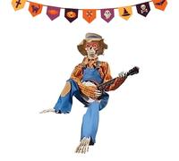 Huayeex Décor Squelette, Squelettes Musicaux Halloween, Accessoire avec Joints Articulés, Yeux Lumineux Et Musique pour Magasin, Vacances Scolaires, Photo, Jardin, Maison Hantée