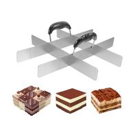 Huayeex Découpe Gâteau Cutter, Diviseur de Gâteau Carré en Acier Inoxydable avec Poignée, Ustensiles de Cuisine Salle à Manger, Pour Anniversaire Pique-Nique Maison Flan Noces Fondant
