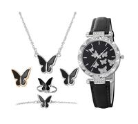 Huayeex Montres pour femme | Ensemble de montre-bracelet papillon pour femme avec collier, accessoires de bijoux élégants pour le quotidien, le bureau, les voyages, les vacances, les événements