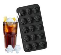 Huayeex Moule à glace en silicone en forme de tête de mort | Moules à chocolat en forme de crâne d'Halloween - Gadget de cuisine en silicone à 15 cavités - Moules de cuisson faciles à démouler pour