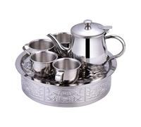 Huayeex Petit Set de Thé en Acier INOX pour | Set de Théière et Tasses Enfant | Tasses de 70ml, Théière à Bec Long avec Filtre pour Maison, Voyage, Débutants, Pique-Nique, Camping, Camping-Car