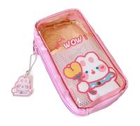 Huayeex Trousse À Crayons Kawai, Trousse À Crayons Transparente, Trousse Kawai, Portable De Grande Capacité en Toile pour Fille, Support Portable pour Crayons De Couleur, Stylo Gel, Étui À Crayons