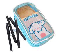 Huayeex Trousse Kawai, Trousse À Crayons Transparente, Portable De Grande Capacité en Toile pour Fille, Support Portable pour Crayons De Couleur, Stylo Gel, Étui À Crayons