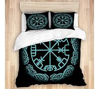 HUAYEXI Parure de lit Adulte,Vegvisir Celtique La Boussole Magique de Navigation des Anciens Vikings islandais Amulette scandinave,1 Housse de Couette 240x260cm+2 Taies d'Oreillers 50X75CM