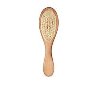 HUAYINGMEI Brosse à cheveux pour bébé avec manche en bois et poils de chèvre super doux pour nouveau-nés et tout-petits, marron