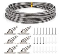 Huayue Câble En Acier Inoxydable 2mm x 10m Avec Enduite De Pvc, Fil Suspendu De Cadre Fil De Suspension En Acier Inoxydable Avec 6pcs Câbles Métalliques à Code Fixe Et Vis