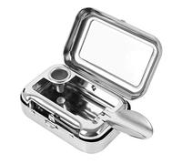 Huayue Cendrier Portable, Mini Cendrier De Voyage Cigarette en Métal Poche Carré Cendrier Poche Fumer Cendrier avec Couvercle Cendrier Inodore pour Voyage en Plein Air, Argent, s, Argent, s,