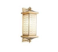 HUAYUSEDF Applique murale d'extérieur en cuivre de style chinois en forme de pièce de monnaie, luminaire décoratif pour jardin, terrasse, garage