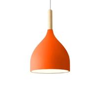 HUAYUSEDF Couleur Macaron Caoutchouc Bois Aluminium Suspension Lustre Éclairage Suspendu Plafonnier E27 Simplicité Moderne Vernis Réglable for Salle À Manger Chambre Étude Bar(Orange)