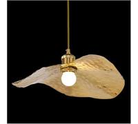 HUAYUSEDF Creative New Chinese Pendant Light Zen Lotus Leaf Style Plafonnier Cuivre Feuille de Lampes Suspendues Décoration Intérieure Salon Salle à Manger Suspension(Cold White,D40cm)