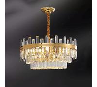 HUAYUSEDF Crystal Chandelier Dining Room Gold Modern Round Light Fixture Dimmable Large Pendant Nordic Luxury Foyer Ceiling Hanging Lamp for Living Bedroom