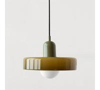 HUAYUSEDF Éclairage de plafond Lampe à suspension du milieu siècle, lumière colorée avec abat-jour en verre, fer vintage et luminaires for chambre coucher, salon, D, 25 cm(H,35cm)