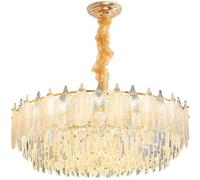 HUAYUSEDF Gold Bedroom Crystal Chandelier Ceiling Light Dimmable Modern Pendant Large Nordic Glass White for Living Room Foyer Entryway