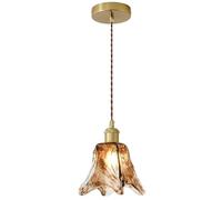 HUAYUSEDF Lampes suspendues en verre réglables, îlot de cuisine, mini suspension en verre vintage, abat-jour en verre ambré, lustre for chevet, salle à manger, foyer(5.5 * 8.7 Inches)