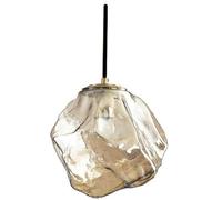 HUAYUSEDF Mid Century Modern Smoke Grey Glass Pendant Light Fixture Vintage Industrial Ceiling Hanging Lamp Kitchen Island Ice Amber Blown Glass Small Chandelier(Amber-20cm)