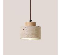 HUAYUSEDF Nordic Natural Stone Pendant Light Cylinder Small Mid Century Modern Hanging Ceiling Rustic Wood Industrial Chandelier for Dining Room Table Kitchen Island