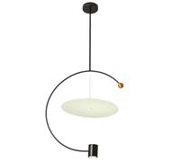 HUAYUSEDF Suspension circulaire noire de style art moderne en fer, idéale pour un hall d'entrée, une chambre, une maison de campagne, un îlot de cuisine ou un couloir.