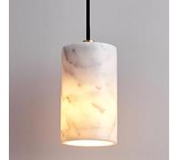 HUAYUSEDF White Marble Pendant Light Alabaster Glass Shade Hanging Lamp Black Natural Stone Brass Pendant Lighting Fixture Nordic Modern Chandelier for Bedroom Dining Room