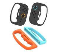 HUAYUWA Boxing Grip with Hand Straps Fit for Switch2 Joy-Con Fitness Boxing Games, Fit Boxing Clasp Accessories Left and Right Hand Grips Handle for Adults and Children (Black-Black + Blue-Orange)