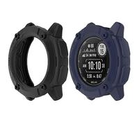 HUAYUWA Lot de 2 coques de protection en TPU souple (noir + bleu) compatibles avec Garmin Instinct 2X Solar Smartwatch 50 mm destinées à Instinct 2X Solar Watch Shell Accessoires