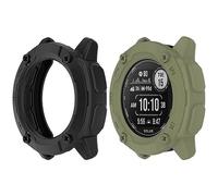 HUAYUWA Lot de 2 coques de protection en TPU souple (noir + vert) compatible avec Garmin Instinct 2X Solar Smartwatch 50 mm destinée à Instinct 2X Solar Watch Shell Accessoires