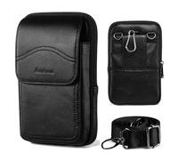 HUAZHIMAO Sac de téléphone pour Homme Mini Sacs à Bandoulière Petit Portefeuille Étui en Cuir Verticale Pochette de Ceinture Sacoche Holster pour iPhone 15 14 13 12 11 Pro Max(Noir)