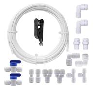 HUAZIZ 10 Mètres 1/4" Tuyau d’alimentation en Eau Tube et Kit de Connecteurs de Réfrigérateur +14 pièces RO Raccord de filtre à eau pour Réfrigérateur de Style Européen Double Réfrigérateur