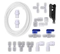 HUAZIZ 10 Mètres 3/8" Tuyau d’alimentation en Eau Tube et Kit de Connecteurs de Réfrigérateur +14 pièces RO Raccord de filtre à eau pour Réfrigérateur de Style Européen Double Réfrigérateur
