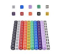 HUAZIZ 100 Pièces Dés à Jouer Dés 16mm Dés 6 Faces, Coins arrondis, 10 Couleurs pour Jouer à des Jeux Enseignement des mathématiques