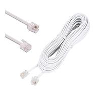 HUAZIZ 10m Câble Téléphonique RJ11 Câble Modulaire Câble Western RJ11-RJ11 Prise Câble Plat Prise Téléphonique Modem Routeur Fax ISDN DSL VDSL Internet Blanche