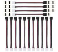 HUAZIZ 15 Pièces Connecteur LED Strip 4 Broches RGB 5050 - Pour Ruban LED SMD 5050/3528/2835, Contrôleur LED, Connecteur Rapide Sans Soudure, 17cm Long