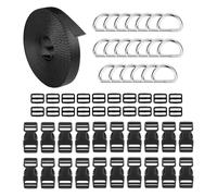 HUAZIZ 20 pièces Boucles en Plastiques pour Sangle, 25 mm Boucle Plastique Latéra Clip Fermoir pour Sangle Accessoires de Sac à Dos, Tente, Sac à Dos Enfant, Collier de Chien (Noir)