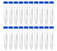 HUAZIZ 20 Pièces Plastiques Tubes à Centrifuger Bleu 15ml Conique Fond Tubes à Essai Plastique, Sample Lab Tubes avec Bouchon à Visser et Graduations, Conteneur de stockage de fiole