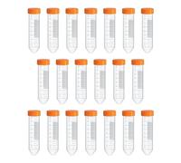 HUAZIZ 20 Pièces Plastiques Tubes à Centrifuger Orange 50ml, Conique Fond Tubes à Essai Plastique, Sample Lab Tubes avec Bouchon à Visser et Graduations