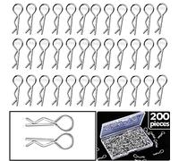 HUAZIZ 200 Pcs Clips de Corps de Voiture rc, R Clips en Acier Lnoxydable,R Type Goupille,R Cotter Pin pour 1/10 1/12 Carrosserie de RC Voiture