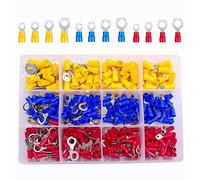 HUAZIZ 290 Pièces Connecteur à Sertir Anneau Électrique Set, Bornes Isolées à Sertir, Cosse a Sertir, Cosses Electriques, Cosse à œillet Electrique Ronde pour Voiture