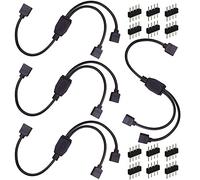 HUAZIZ 30cm Kit de connecteurs pour ruban LED, 4Pcs Séparateur de Bande LED 4 Broches 1 à 2 Câble Diviseur Connecteur à 4 Broches pour ruban LED RVB 5050 3528 2835 Accessoires de DIY Noir