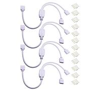 HUAZIZ 30cm Kit de connecteurs pour ruban LED, 4Pcs Séparateur de Bande LED 4 Broches 1 à 2 Câble Diviseur Connecteur à 4 Broches pour ruban LED RVB 5050 3528 2835 Accessoires de DIY Blanc