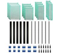 HUAZIZ 48 Pièces Circuit Imprimé Double Face Kit, 12 Pièces Double Face PCB Prototype Boards, 12 Pièces Fiches Mâle/Femelle, 12 Pièces 2/3 Broches Bornier à Visser, 12 Pièces Colonne en Nylon