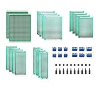HUAZIZ 50 Pièces Circuit Imprimé Double Face Kit, 18 Pièces Double Face PCB Prototype Boards, 12 Pièces 2/3 Broches Bornier à Visser, 20 Pièces Colonne en Nylon