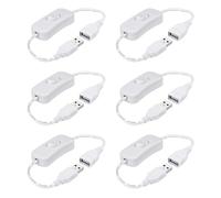 HUAZIZ 6 Pièces Câble USB Mâle à Femelle avec Interrupteur Marche/Arrêt, 30 cm Blanc Interrupteur à Bascule Intégré D'extension USB pour Lampe de Bureau LED, Ventilateur USB, Bandes LED