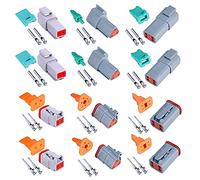 HUAZIZ 6 Sets Ensembles Connecteur Imperméable, Connecteurs DT à 2/3/4 Pin, Auto Terminal Connecteur de Fil de Voiture Électrique Étanche Plug Mâles et Femelles pour Moto Scooter Camion Bateaux