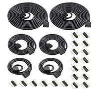 HUAZIZ 6pcs 0,5m/1m/2m Câble d'extension Bande LED RGB Rallonge de Ruban LED Extension Cable 4 Broches Extenseur Câble Stripe LED Connector, Connecteur pour SMD 5050 3528 2835 RGB LED Strip, Noir