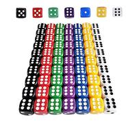 HUAZIZ 70 Pièces Dés de Couleurs, Jeu de Dés 14mm 6 Face Dés pour Dés Jeux de Table, Enseignement des mathématiques, 7 Couleurs