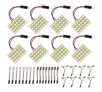 HUAZIZ 8 pcs Blanc 5050 24-SMD Panneau Led Dome Light Lampe Auto Voiture Lecture Intérieur Lampe DC 12V Avec T10/BA9S/Festoon Adaptateurs