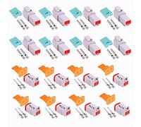HUAZIZ 8 Sets Ensembles Connecteur Imperméable, Connecteurs DT à 2 Pin, Auto Terminal Connecteur de Fil de Voiture Électrique Étanche Plug 2 Broches mâles et femelles pour Moto Scooter Camion Bateaux