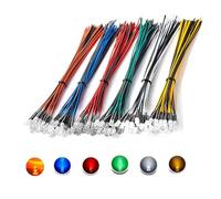 HUAZIZ 90 Pièces 3mm 12V Diode LED Pré-Câblée Lumière, 6 Couleurs DC 12 Volt Blanc, Rouge, Jaune, Vert, Bleu, Orange, Transparente Ronde Diodes Électroluminescente