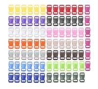 HUAZIZ 90 pièces Boucles en Plastiques pour Sangle, 10 mm Boucle Plastique Latéra Clip Fermoir pour Sangle Accessoires de Sac à Dos, Tente, Sac à Dos Enfant, Collier de Chien (multicolore)