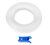 HUAZIZ Kit Universel de Raccordement de Conduite d'Eau Blanc de 20 meter, Raccord de Tuyau d'Alimentation d'Eau pour Osmoseur Réfrigérateur, Raccord De Filtre à Eau (1/4")+Couteau Coupe-Tuyau